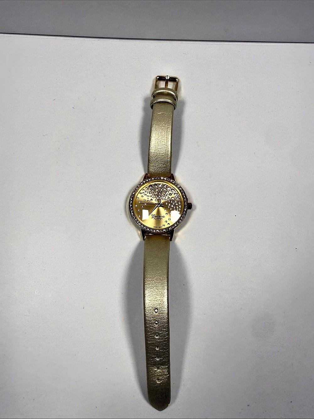 Geneva Platinum Crystal Gold-Tone Watch Like New
